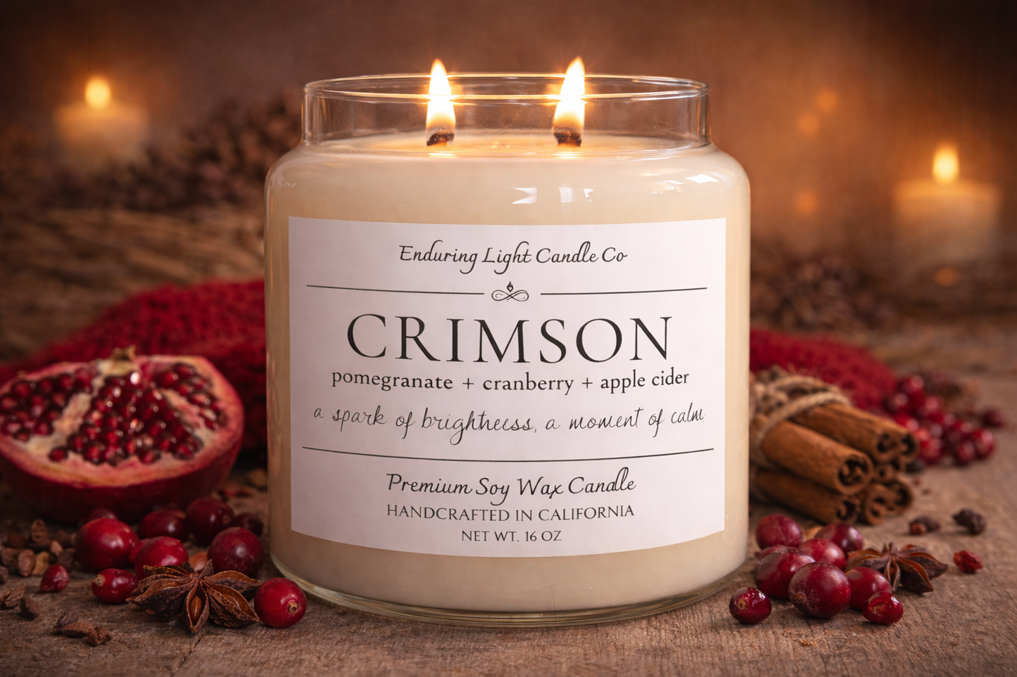 CRIMSON | Wood Wick Premium Soy Candle
